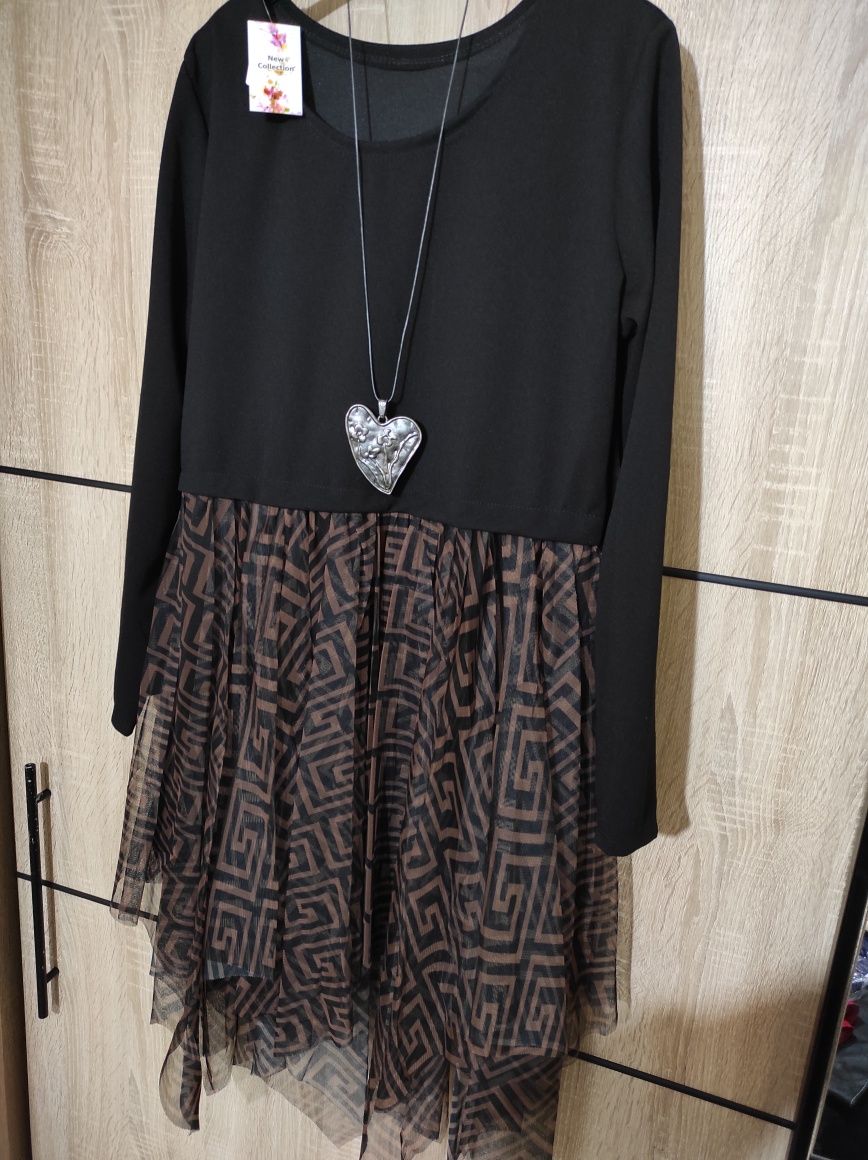Sukienka tunika siateczka elegancka duży rozmiar Plus size 48 50 elega
