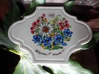 & Porcelanowy Obrazek & Alpejskie Kwiaty & Vintage &