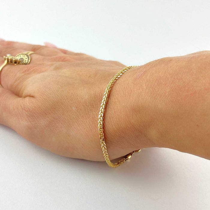 ZŁOTA bransoletka splot "LISI OGON" PRÓBA 585 (14K) długość 18,8 cm