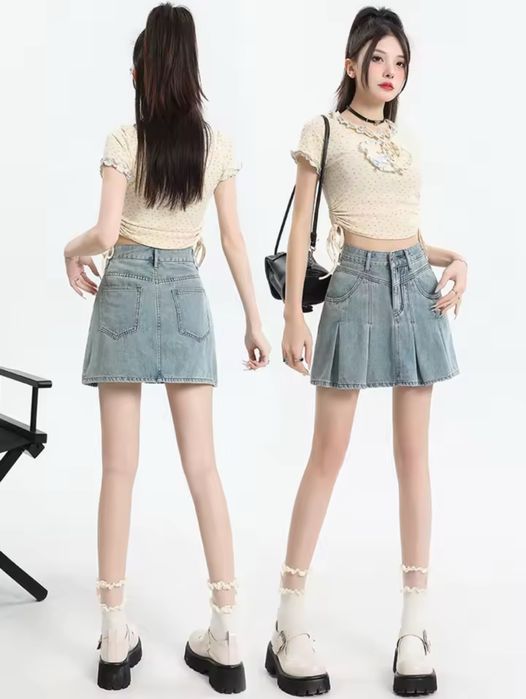 Шкільна спідниця з шортиками в стилі  y2k.