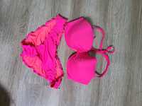 Victoria Secret bikini kostium 34DD S 36 neon różowy
