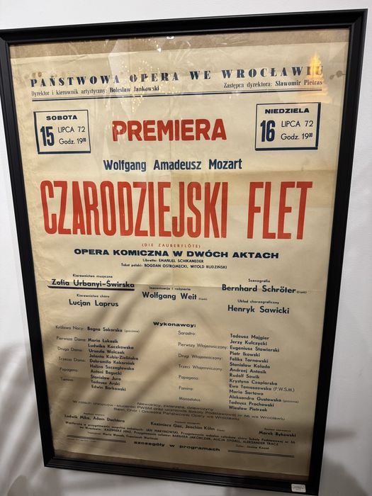 Polski plakat Czarodziejski Flet premiera Opera Wrocławska 1972