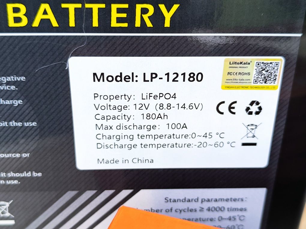 Akumulator 2160wh liitokala lifepo4 12v 180ah przetwornica ładowarka