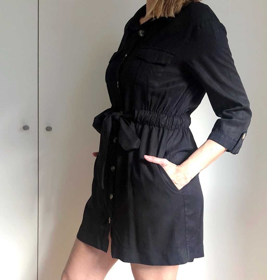 Vestido preto com cinto, Zara