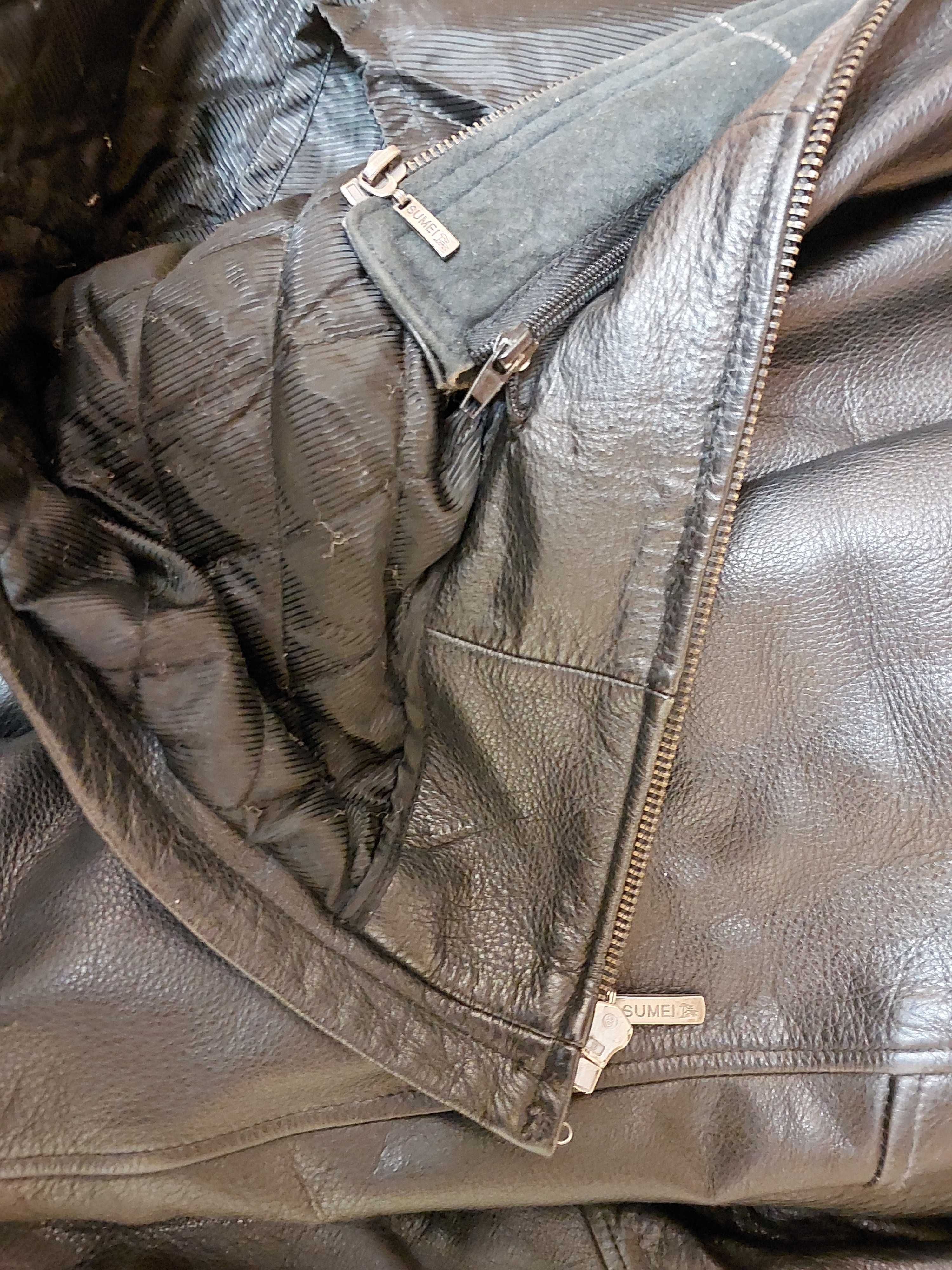 Шкіряна зимова куртка чорна (натуральна шкіра) розмір 3XL б/в