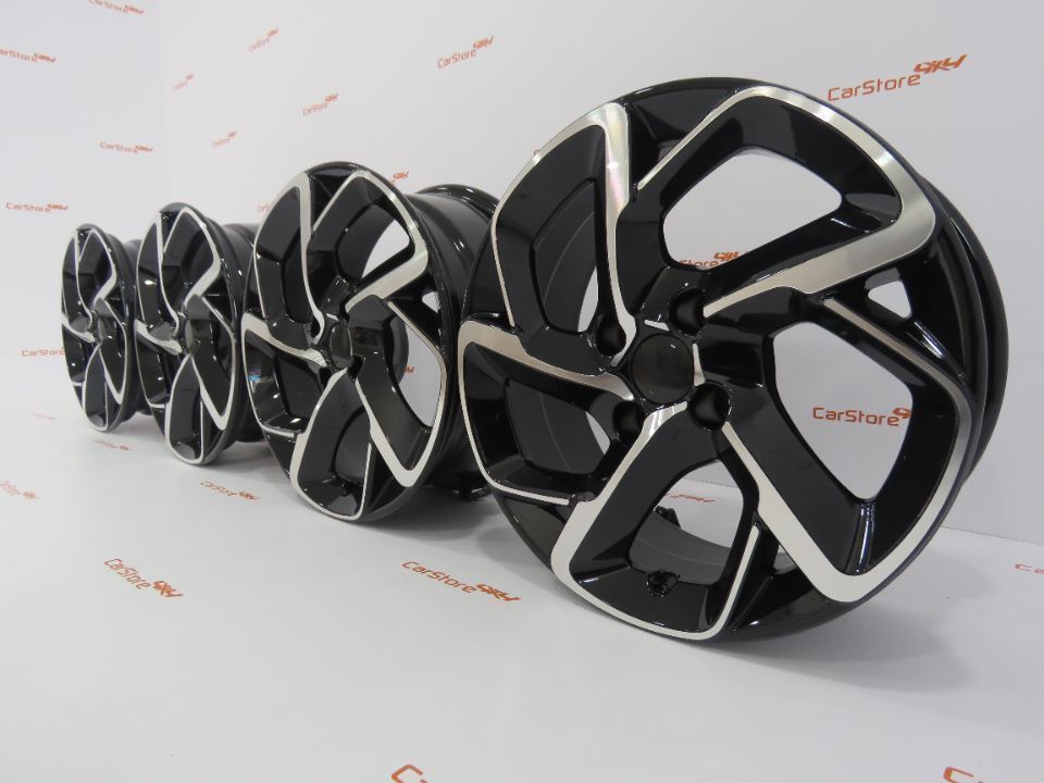 Jantes Look Peugeot 15 x 6.5 et 25 4x108 Pretas + Polidas