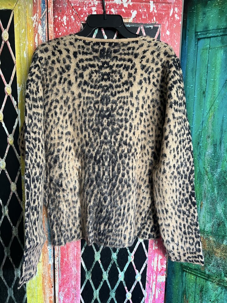 Uniseks panterkowy sweter kardigan Multi Leopard Cardigan Jaded London