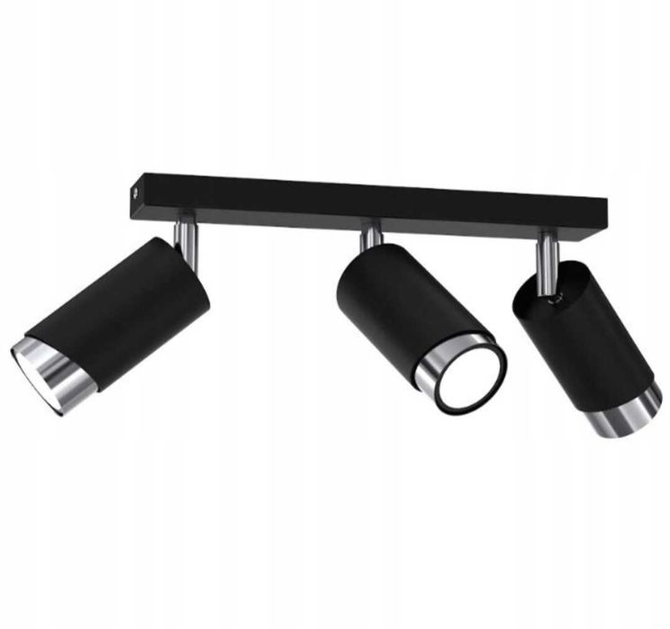 Lampa sufitowa szyna listwa 3-pkt czarno srebrna