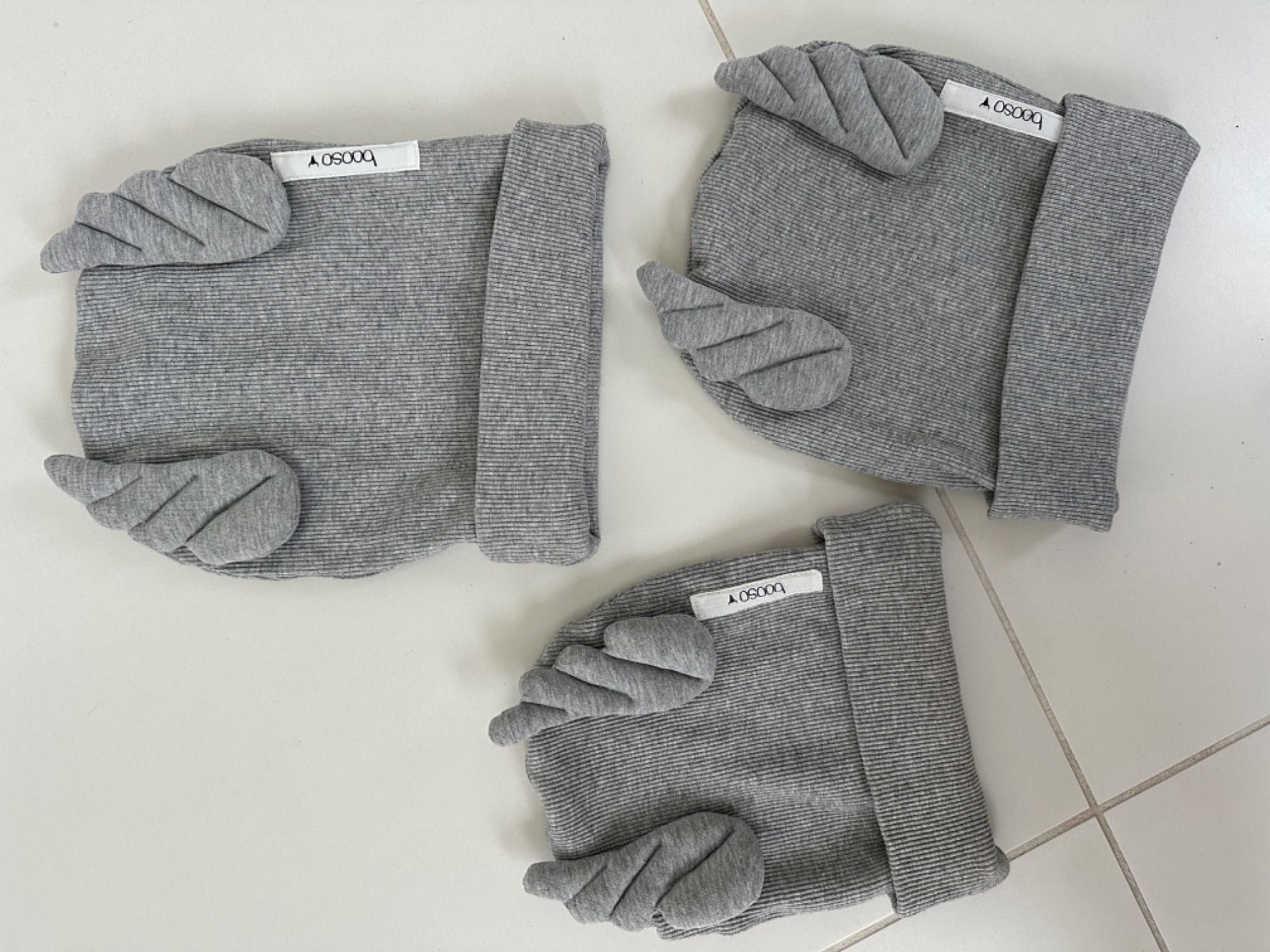 BOOSO czapka rodzinny zestaw- BEANIE WINGS double gray marl 3 szt