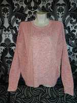 Красивый персиковый тёплый вязаный свитер для беременных 48 50 L XL