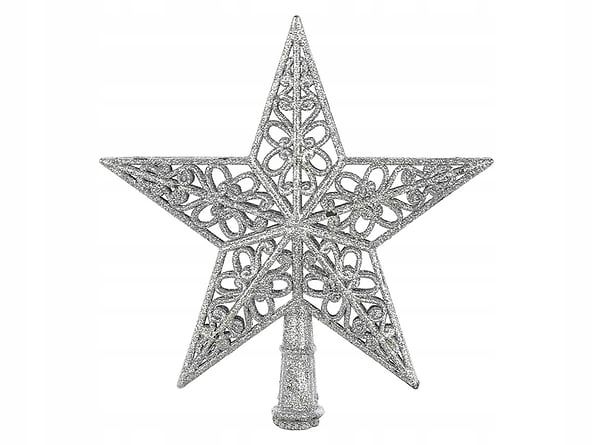 Gwiazda Ażurowa, Czubek, Ozdoba Na Choinkę 21 Cm Srebrny