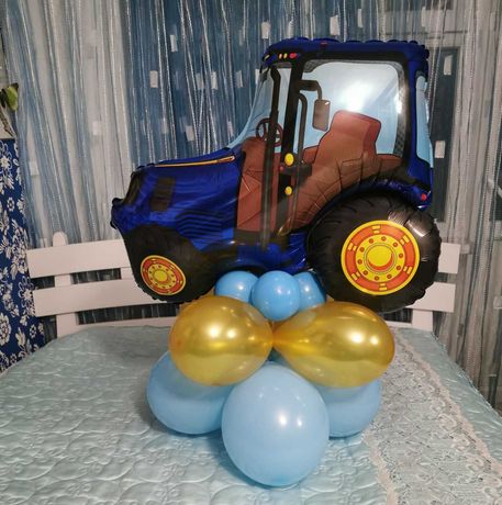 Синій трактор, машинка,літак, динозавр, панда тощо для хлопчика,кульки