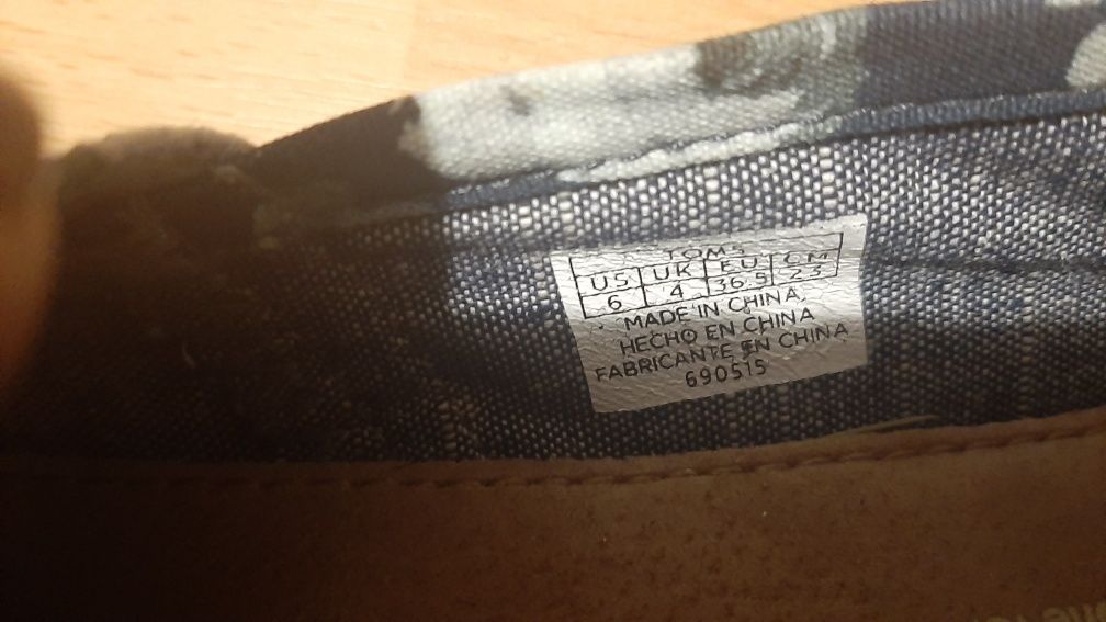 Мокасины Toms. р. 36.5. 23 см