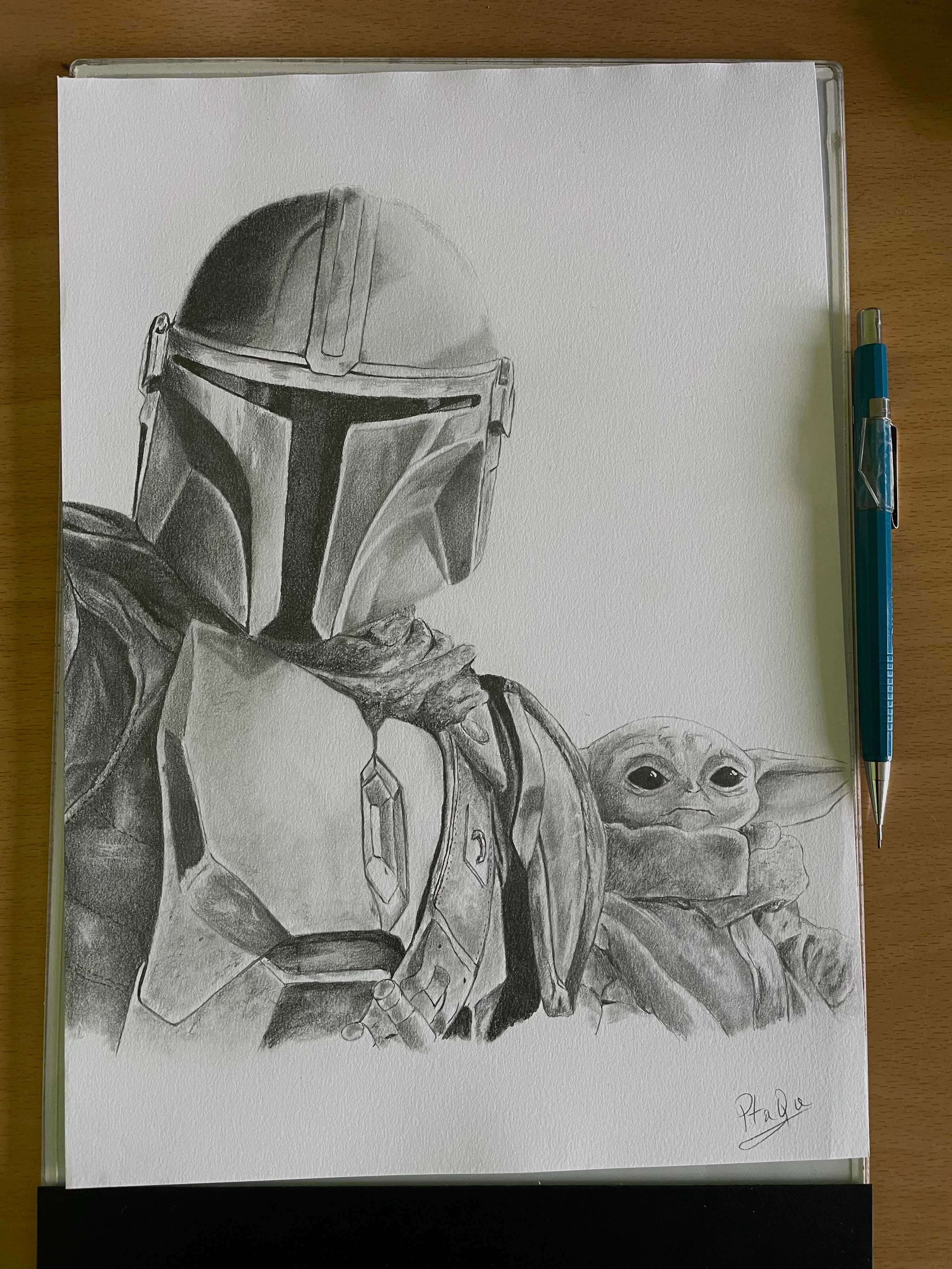 Star-Wars Mandalorian , gwiezdne wojny rysunek a4