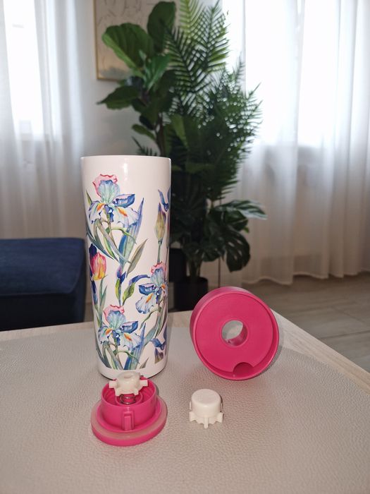 Kubek termiczny Amibition Iris kwiatowy stan bdb 340ml