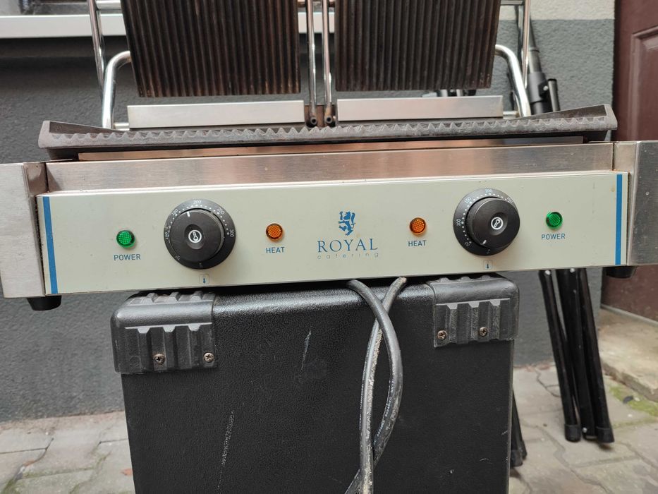 Grill kontaktowy - 2 x 1800 W ryflowany podgrzewacz do panini burgerów