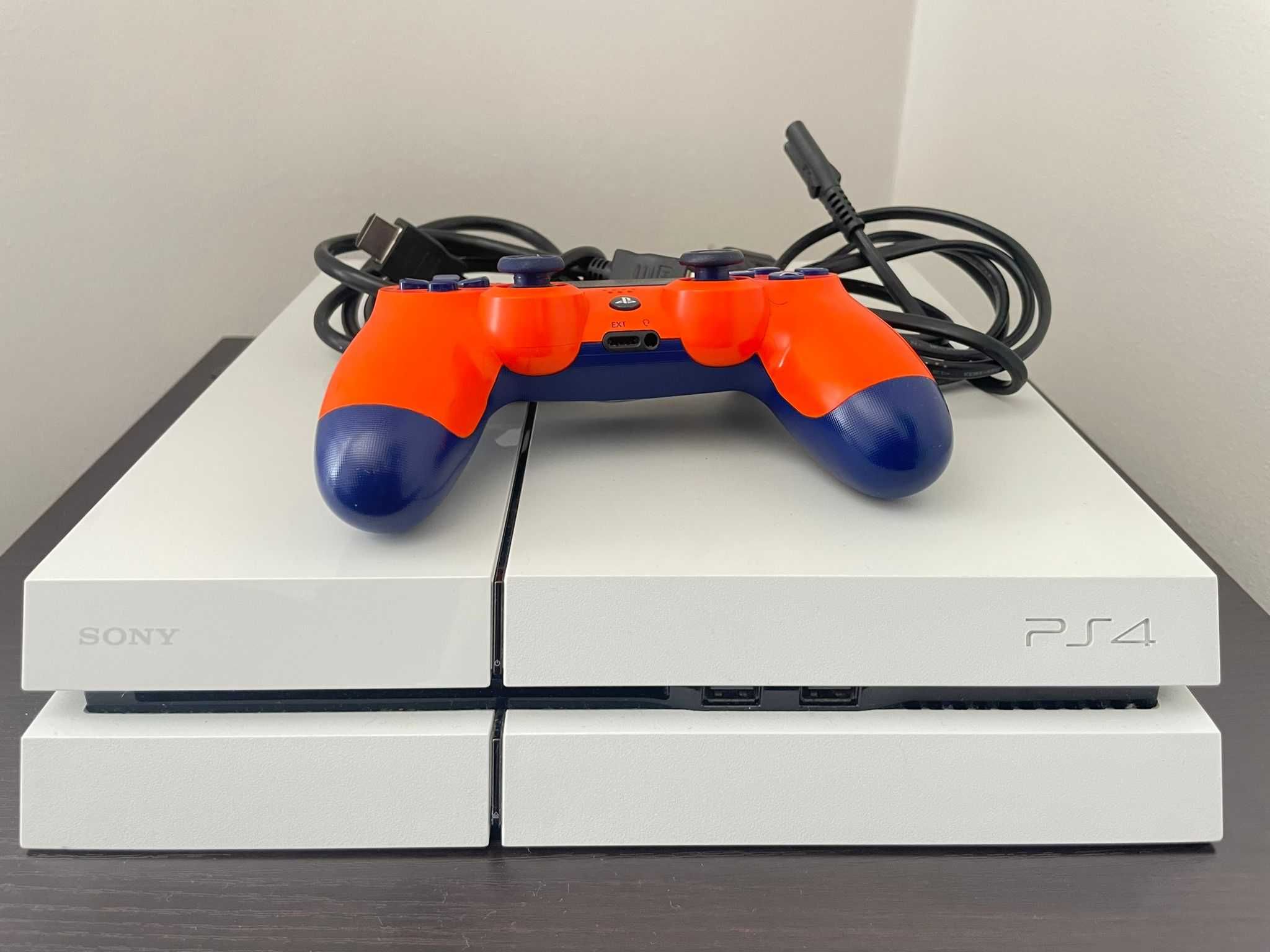 Ps4 Branca Slim 500 Gigas Comando Laranja