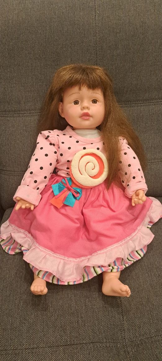 Lalka duża bobas długie włosy 55 cm