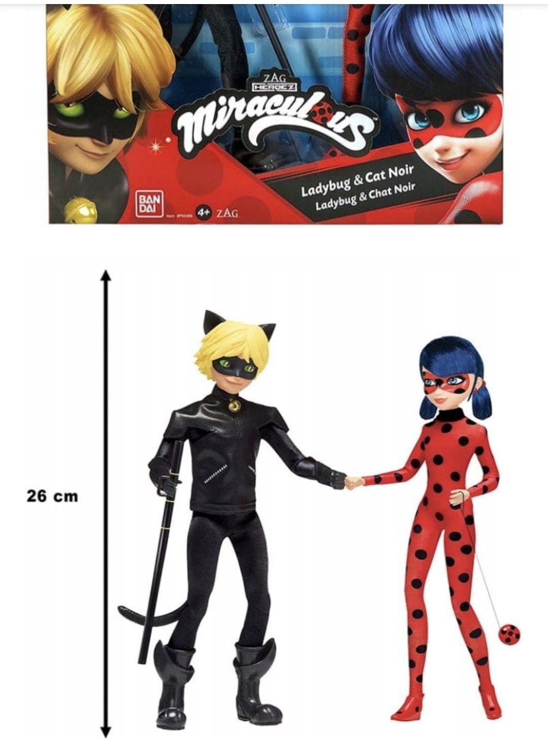 Lalka Miraculous Biedronka I Czarny Kot BANDAI 26 cm.