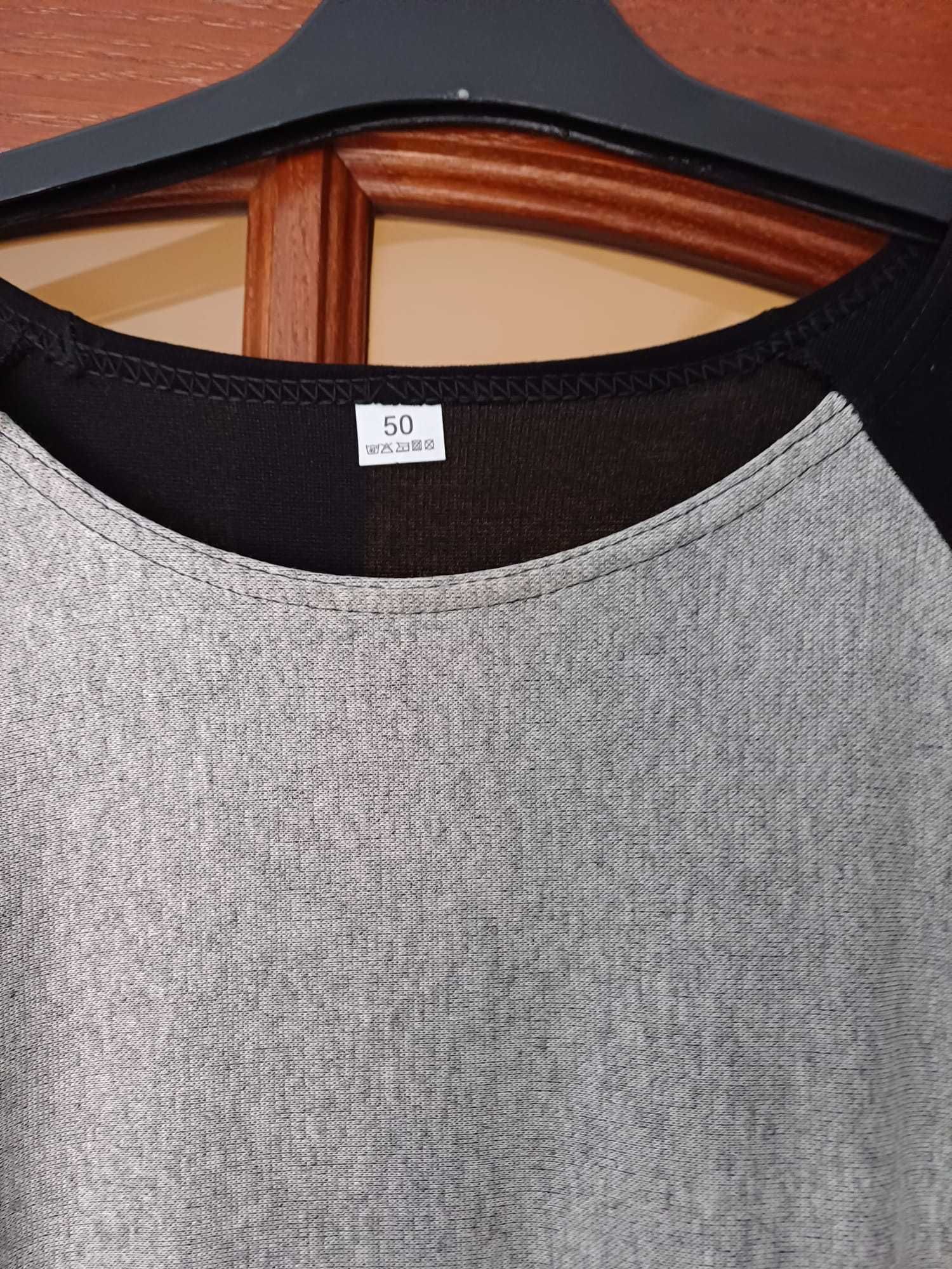 Tunika bluzka z kieszeniami szaro-czarna XL 50