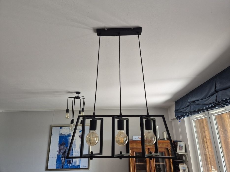 Lampa loftowa czarna wisząca żyrandol