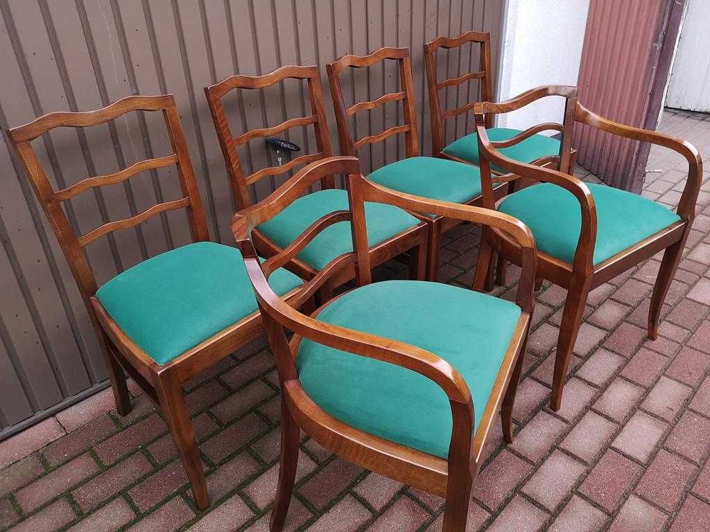 Komplet Krzesła ART-DECO Orzech Stare Antyk Po Renowacji.