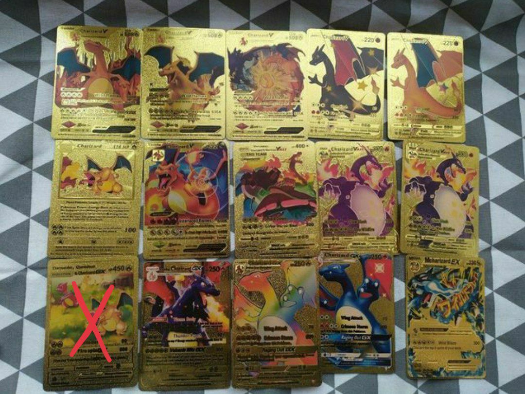 14 шт. Карточки Pokémon Charizard золотые. Золоті картки