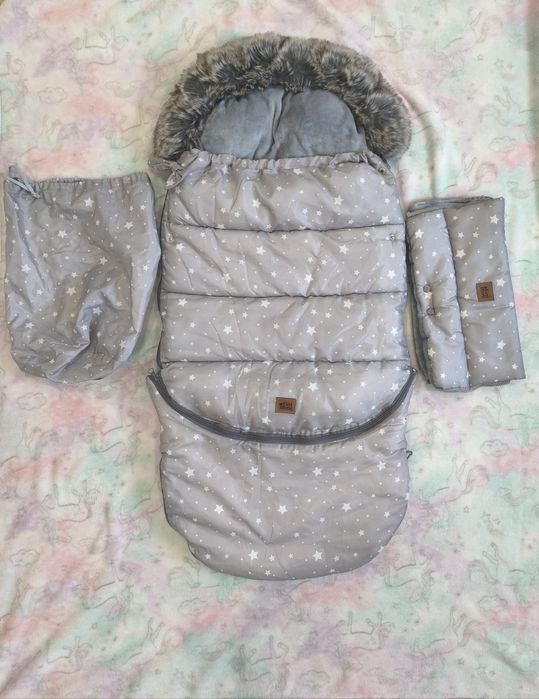 TiniMini Śpiworek z futerkiem - wózek/sanki + mufka