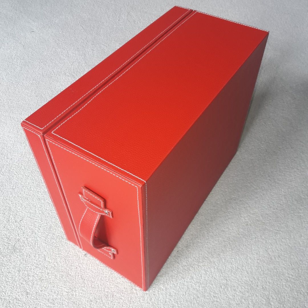 Pudełko pojemnik skórzany duży czerwony