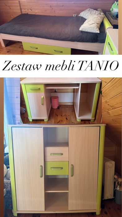 Zestaw mebli TANIO Łóżko komoda szafa