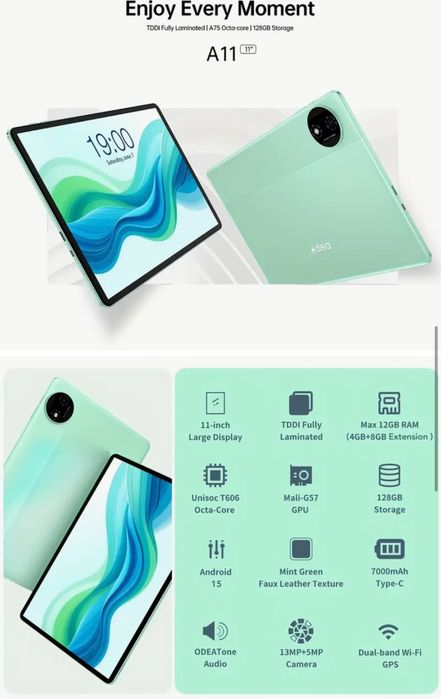 Планшет 11ʼʼ android 17 7000mAh 4/128 8ядер Odea a11 s+ teclast аналог