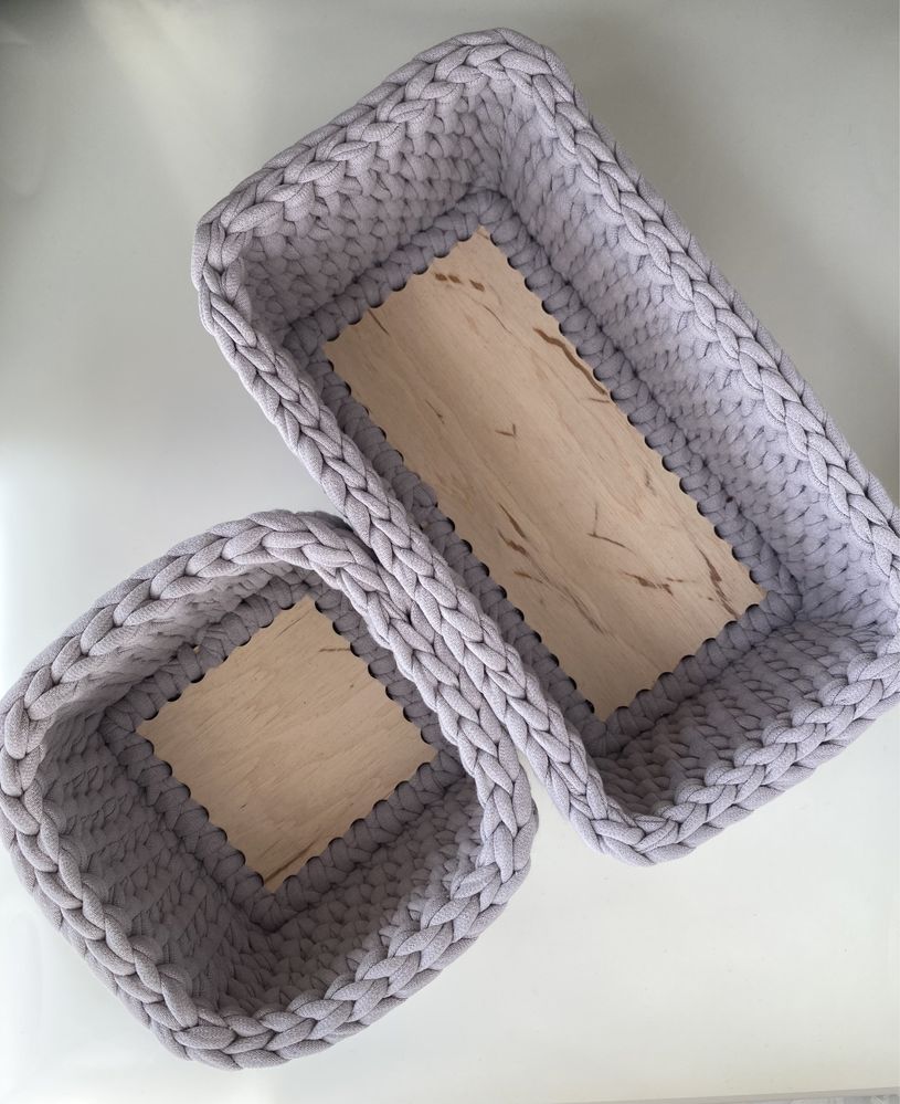 Набір кошиків з трикотажної пряжі. Handmade