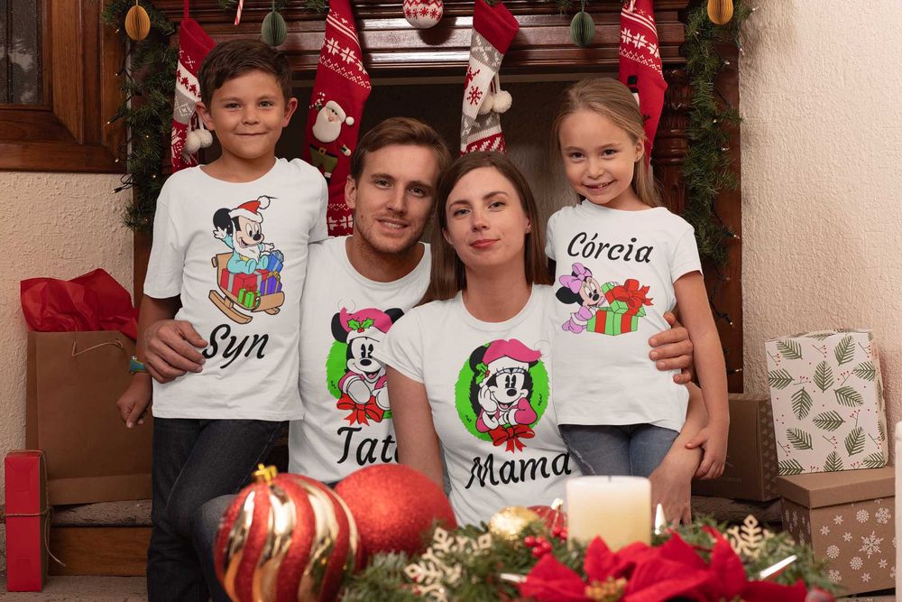 Świąteczne koszulki z nadrukiem dla RODZINY idealne na sesją zdjęciową