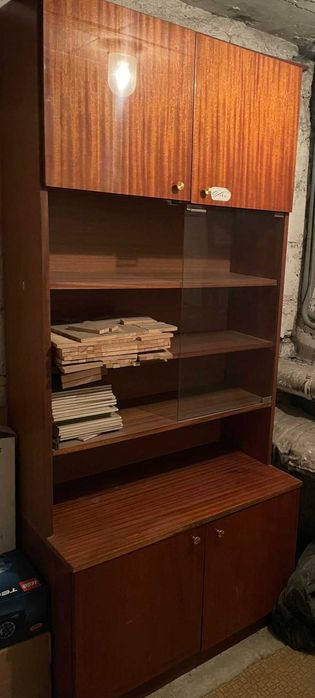 Drewniana szafka / szafa / witryna / biblioteczka PRL peerel