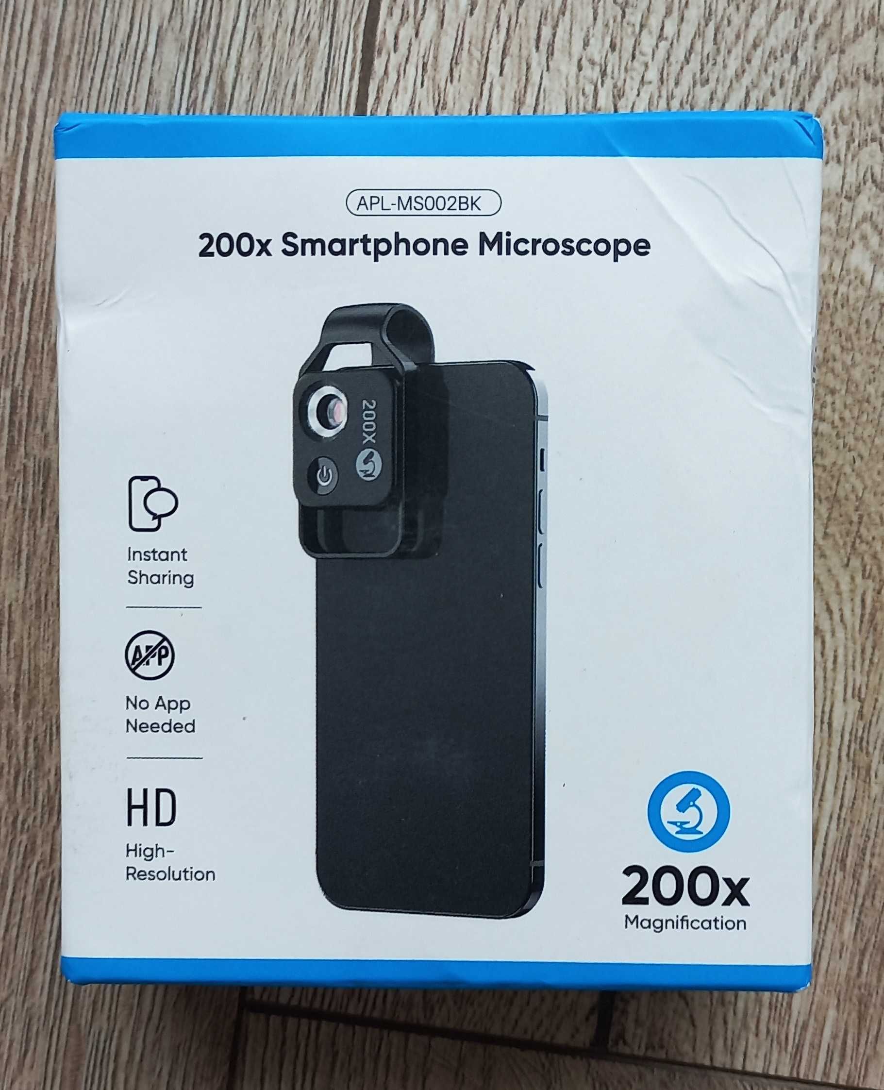 NOWY obiektyw mikroskop przenośny cyfrowy do telefonu 200x APL-MS002BK