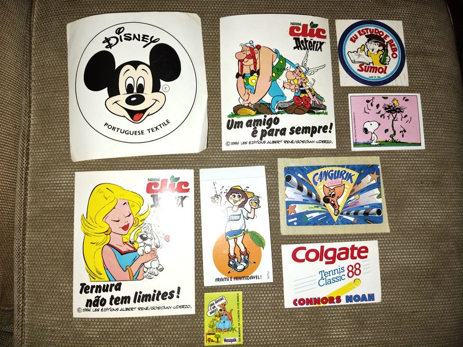 Stickers variados autocolantes antigos vintage