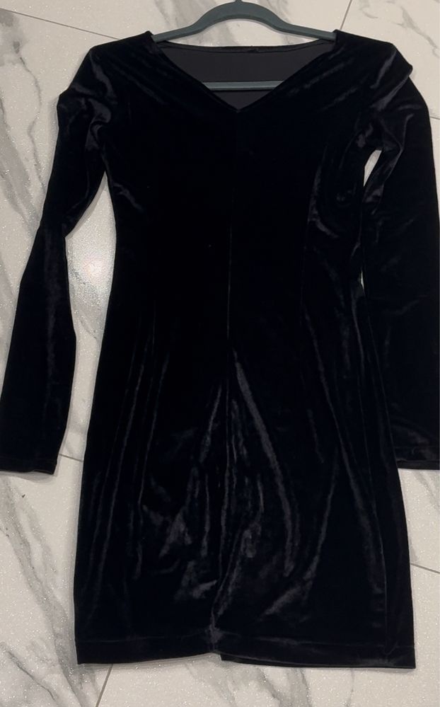 Sukienka welurowa czarna H&M r S