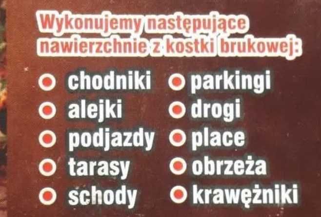 kostka brukowa, krawężniki, palisady
