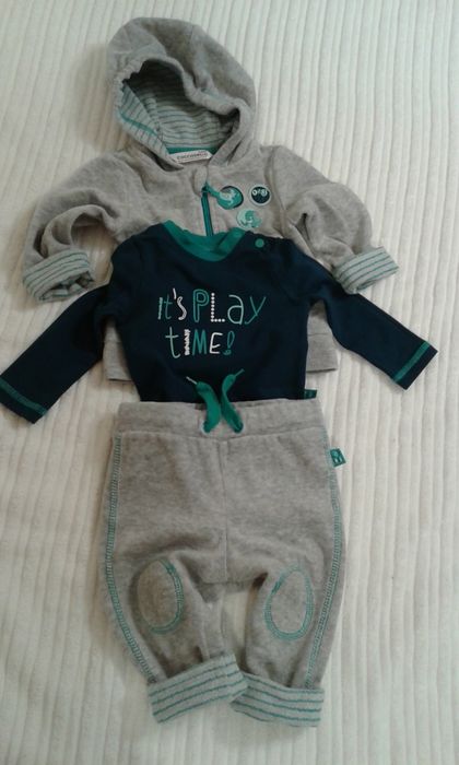 Coccodrillo 62 komplet, dresik, body, spodnie, bluza, zestaw + gratis