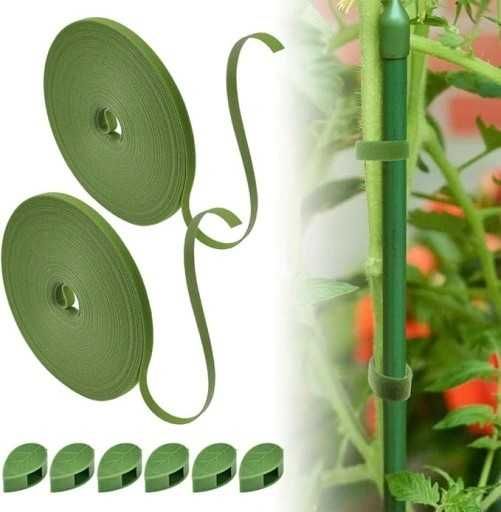 2 rolki opasek kablowych do mocowania roślin,taśma na rzep,zielona 25M