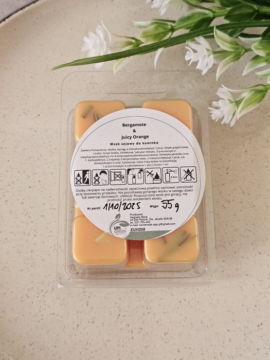 Sojowy wosk do kominka o zapachu Bergamote & Juicy Orange