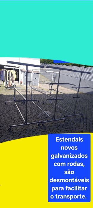 Estendais novos galvanizados com rodas.