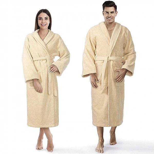Szlafrok Hotelowy Bawełniany Frotte Damski Męski Unisex S/M Beżowy