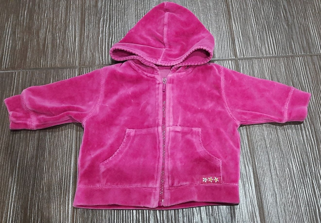 Bluza dres welur welurowa Mothercare 0-3 62 68 fuksja miła jak polarek