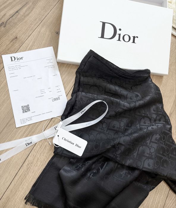 Chusta szal dior czarny nowy z pudełkiem