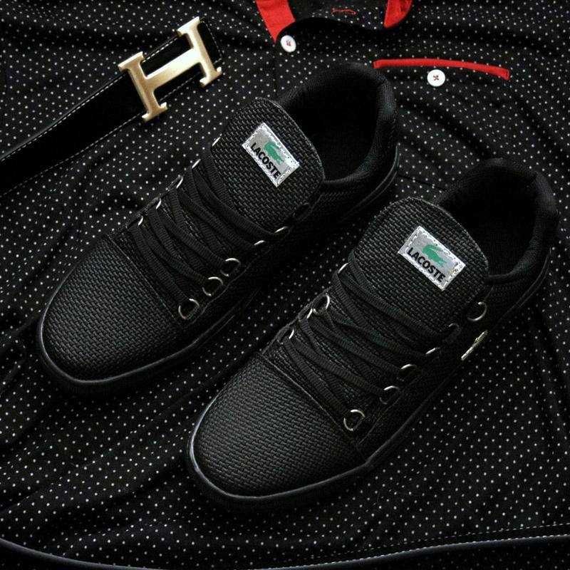 Чоловічі кеди Lacoste кросівки Лакоста літо весна НАЛОЖКА Чорні