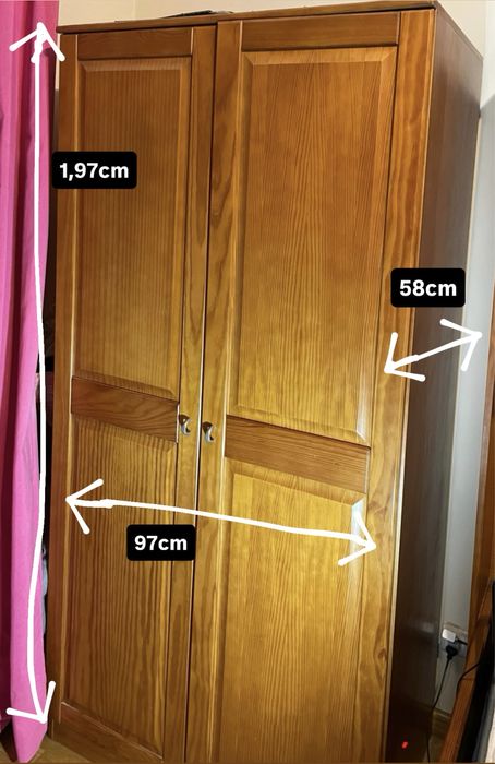 Armário Roupeiro Grande Médio Madeira Castanho