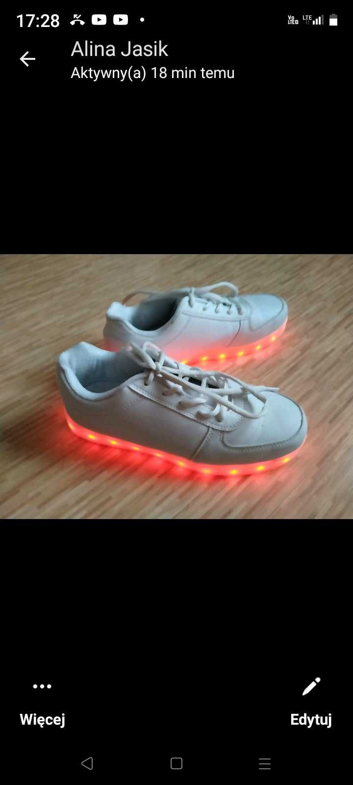 Buty LED damskie białe rozmiar 38