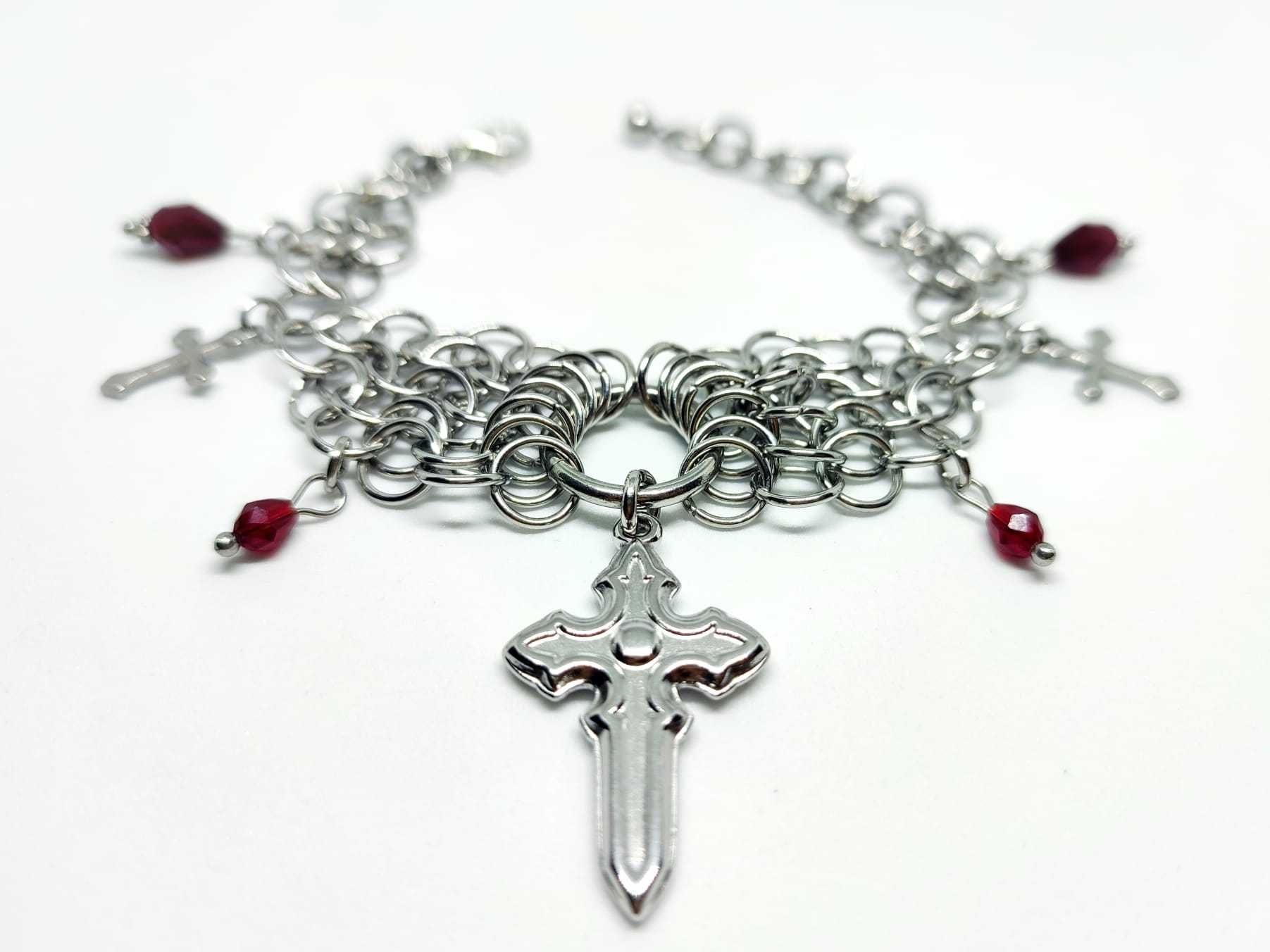 Bransoletka STAL CHIRURGICZNA SZKŁO kolczuga chainmaille