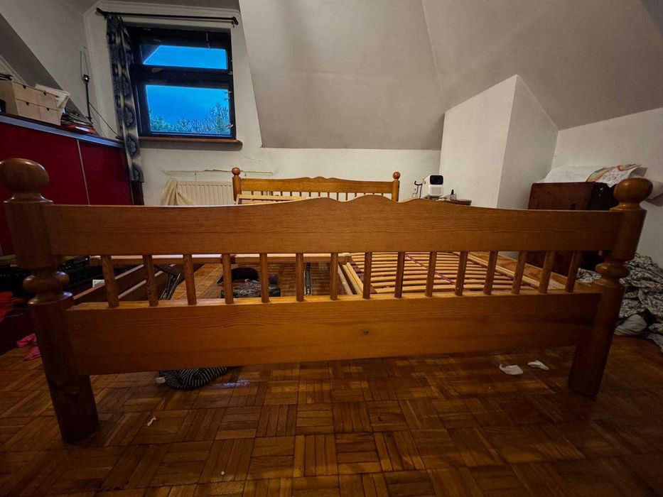 łóżko małżeńskie drewniane 160x200cm + luksusowe regulowane stelaże